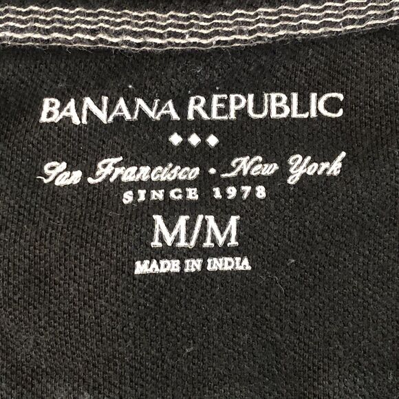Banana Republic Mens San Francisco New York Label Black Striped Polo Size Medium - Picture 4 of 12